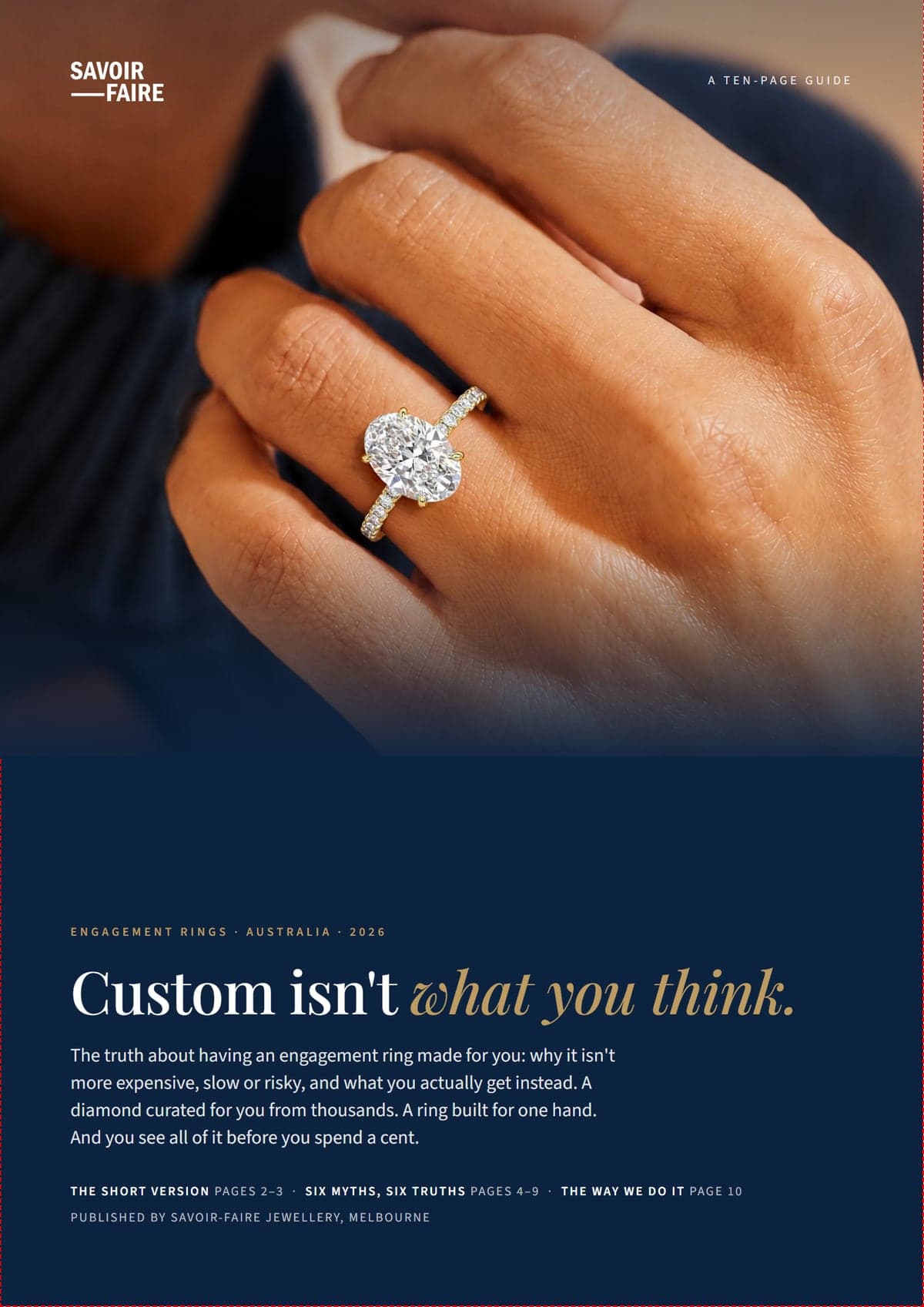 Cover of Custom Isn't What You Think, a free guide from Savoir-Faire Jewellery